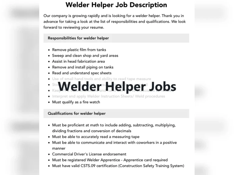 Welder Helper Jobs