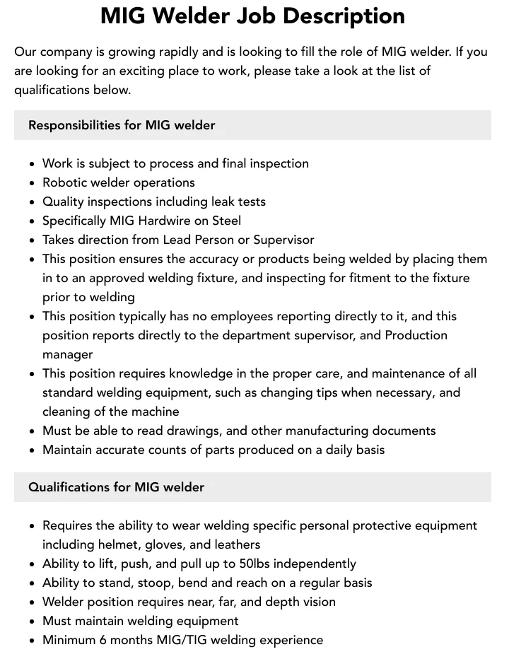 What Welder Job Responsibilities Usually Include - welder job responsibilities