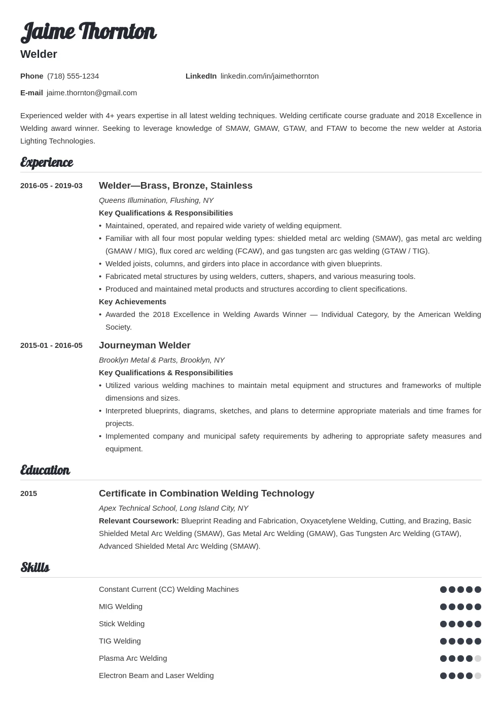 How to Build Effective Welder Resume Examples - welder resume examples